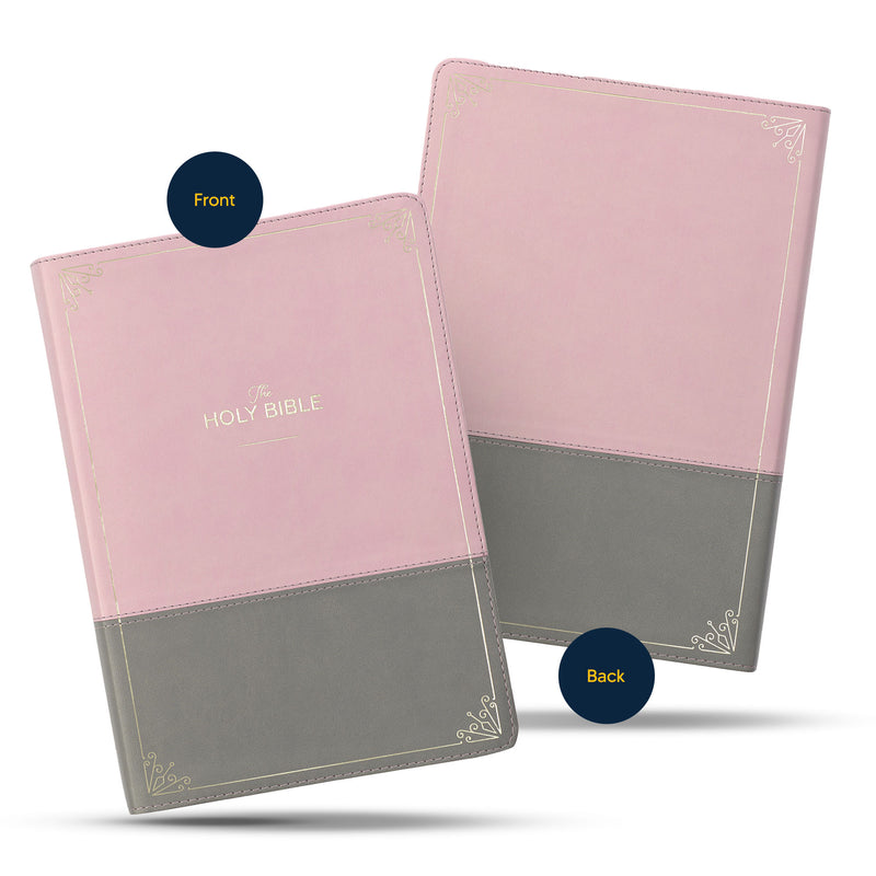 KJV Pink Gray Study Size Holy Bible Giant Print