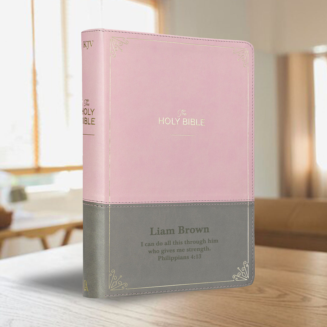 KJV Pink Gray Study Size Holy Bible Giant Print