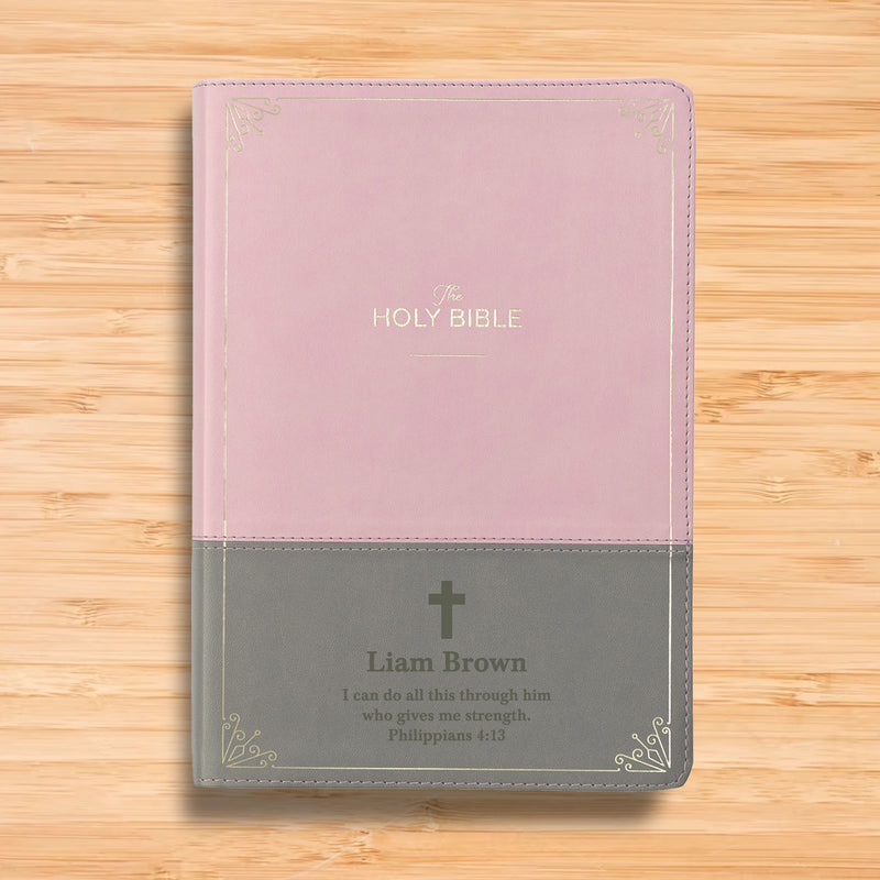 KJV Pink Gray Study Size Holy Bible Giant Print