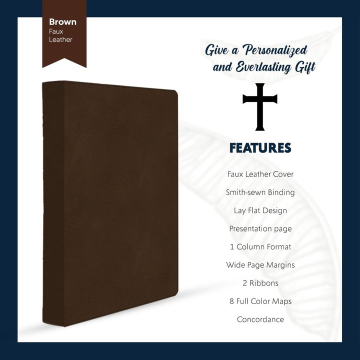 CSB Brown Study Size Holy Bible Large Print Size | Christian Cross