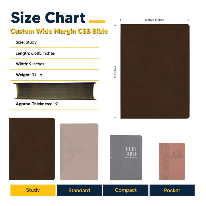 CSB Brown Study Size Holy Bible Large Print Size | Christian Cross