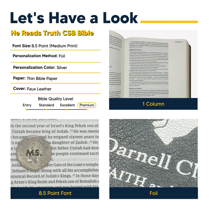 CSB He Reads Black Study Size Mens Holy Bible Medium Print