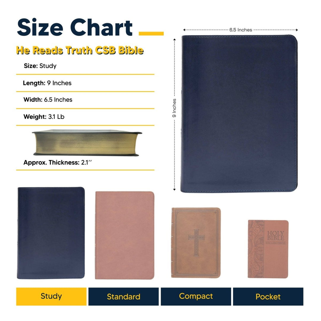 CSB She Reads Blue Study Size Holy Bible Medium Print | Floral and Cross