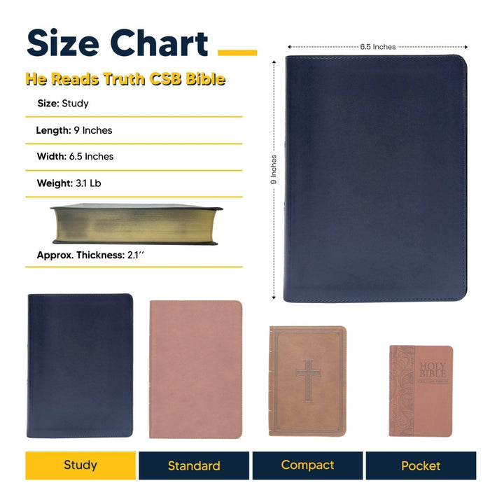 CSB She Reads Blue Study Size Holy Bible Medium Print | Floral and Cross