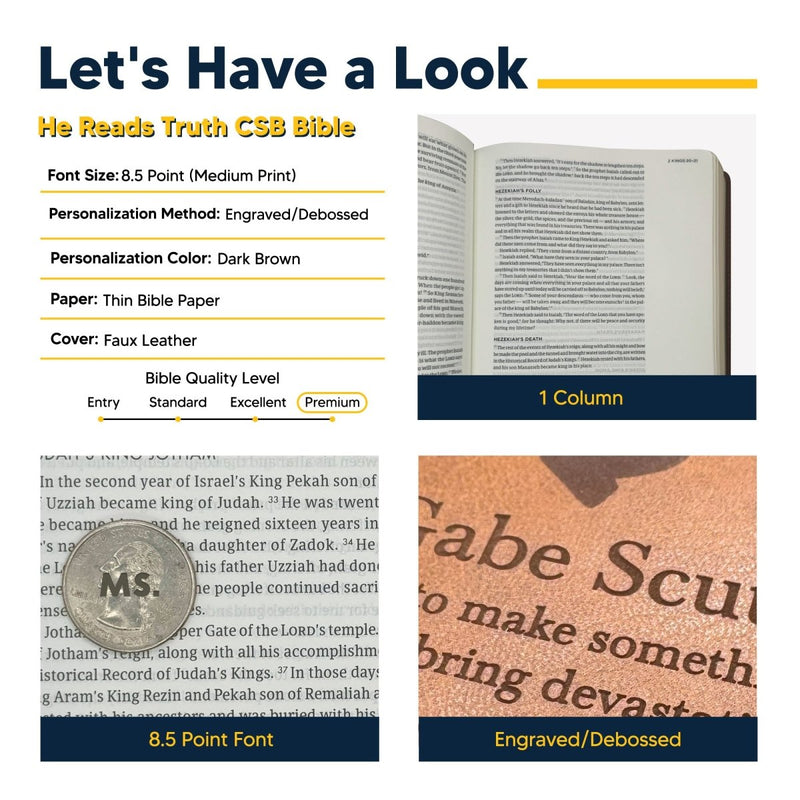 CSB He Reads Brown Study Size Holy Bible Medium Print