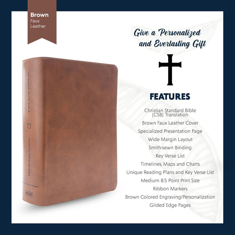 CSB He Reads Brown Study Size Holy Bible Medium Print