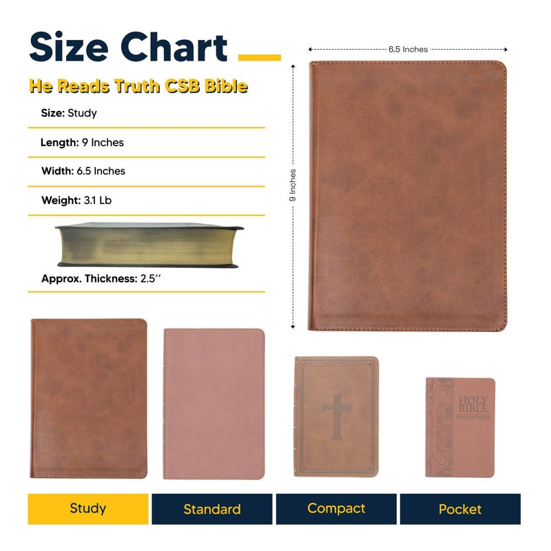 CSB He Reads Brown Study Size Holy Bible Medium Print