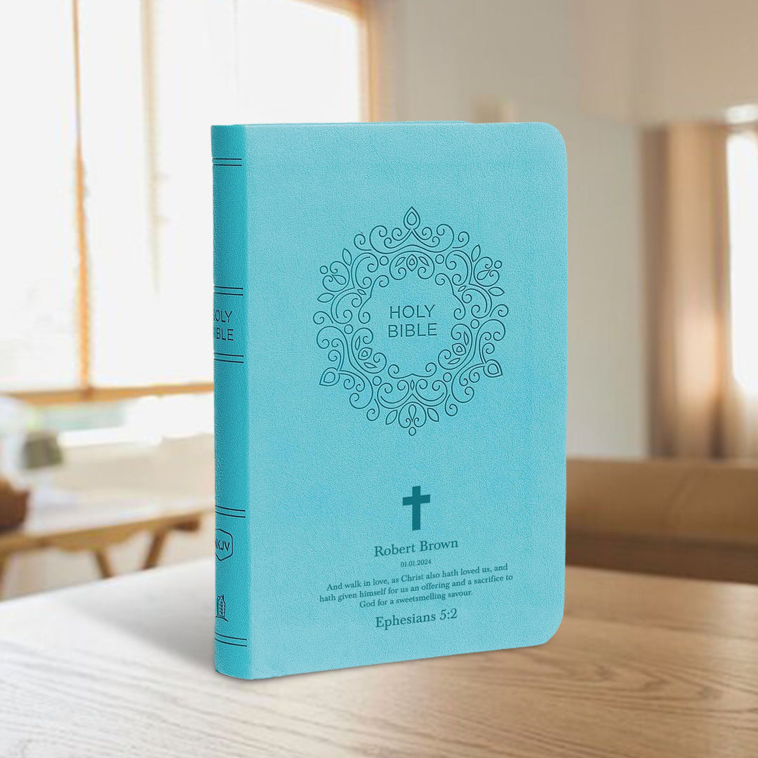 NKJV Blue Study Size Thinline Holy Bible Large Print