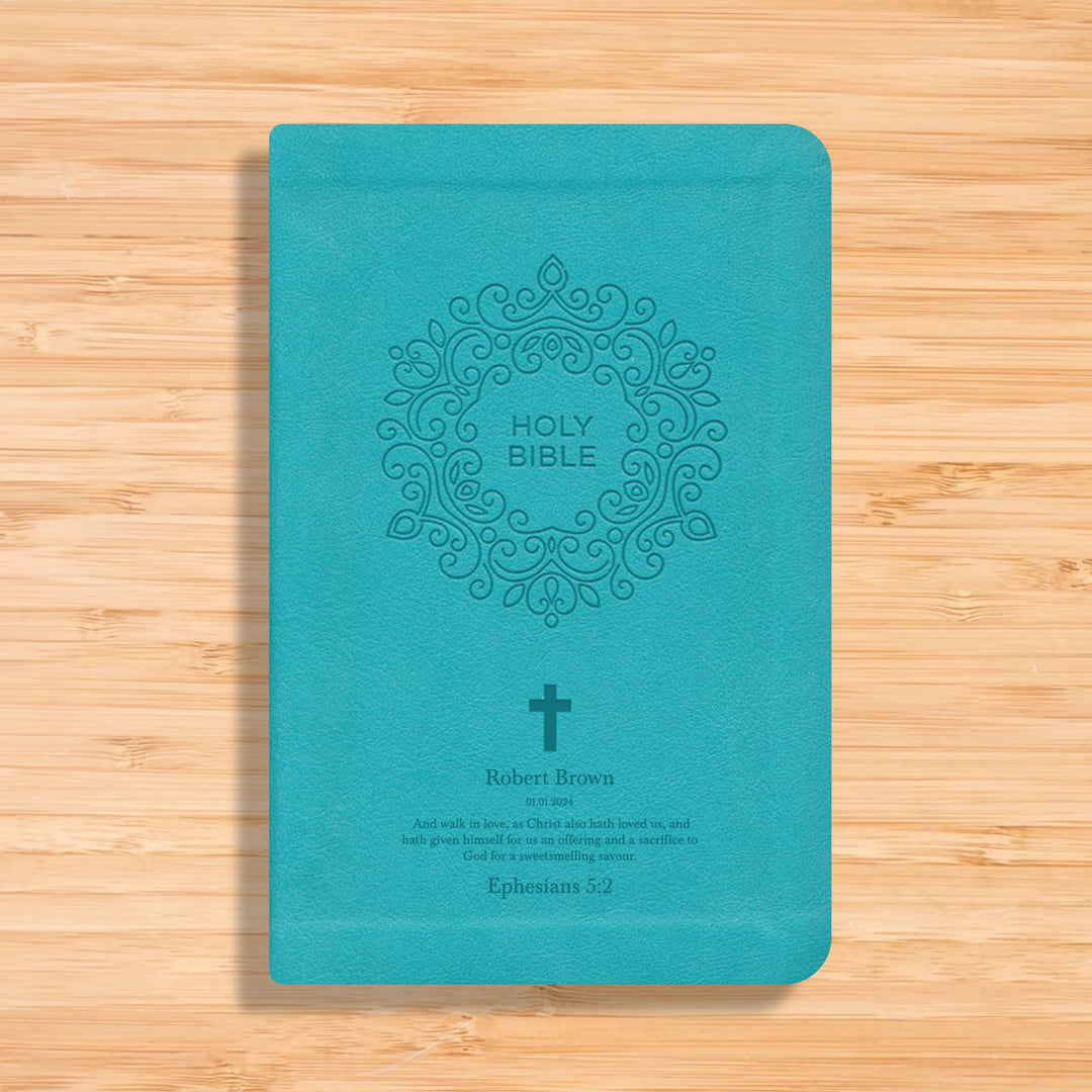 NKJV Blue Study Size Thinline Holy Bible Large Print