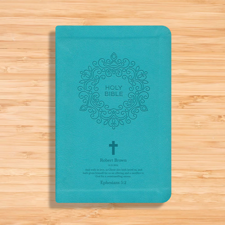 NKJV Blue Study Size Thinline Holy Bible Large Print