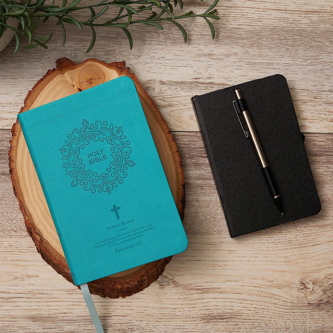 NKJV Blue Study Size Thinline Holy Bible Large Print
