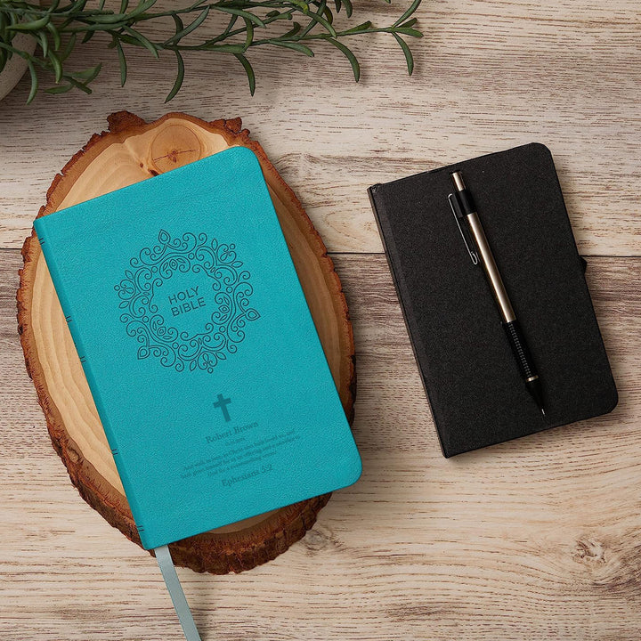 NKJV Blue Study Size Thinline Holy Bible Large Print