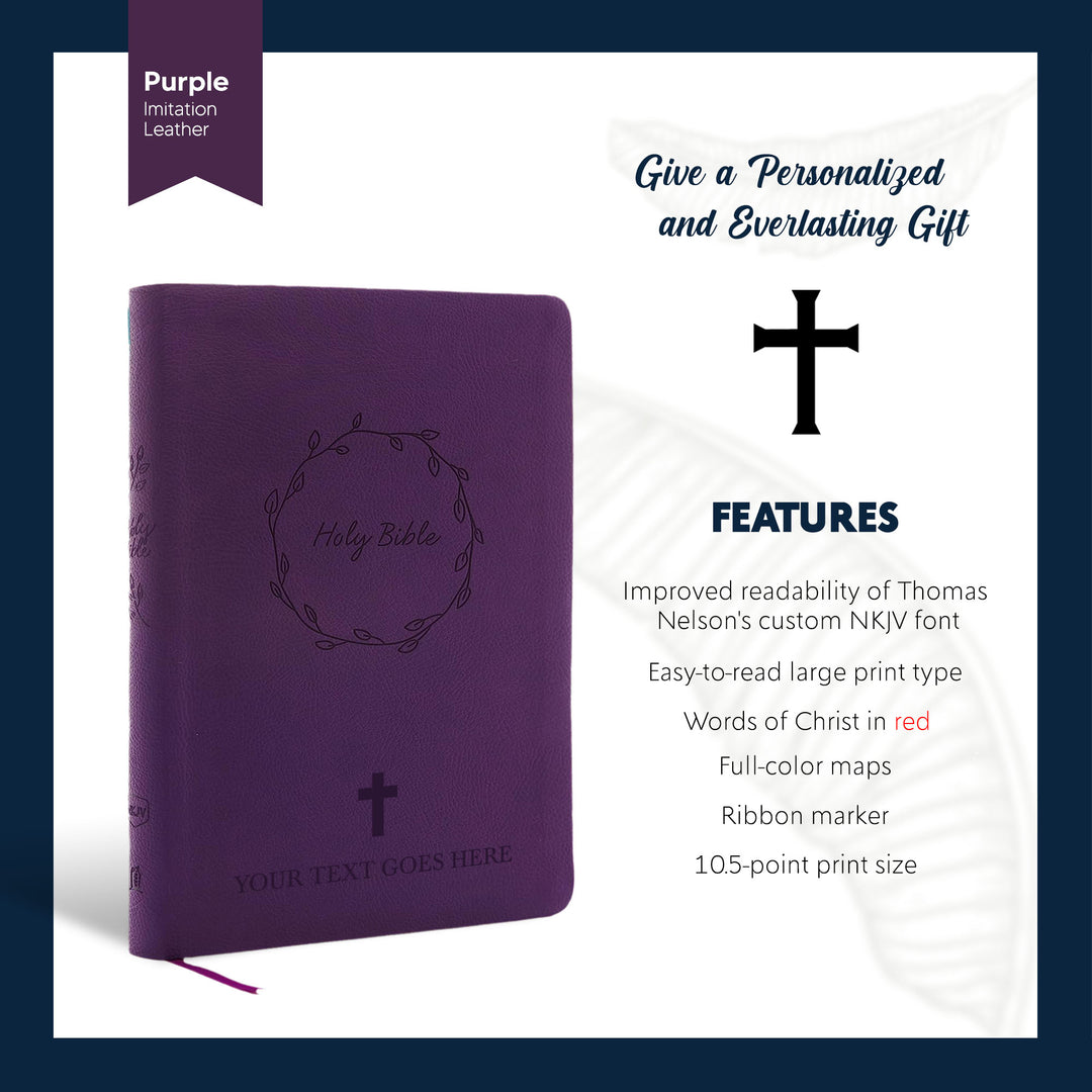 NKJV Purple Study Size Thinline Holy Bible Large Print