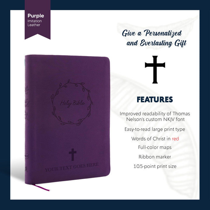 NKJV Purple Study Size Thinline Holy Bible Large Print