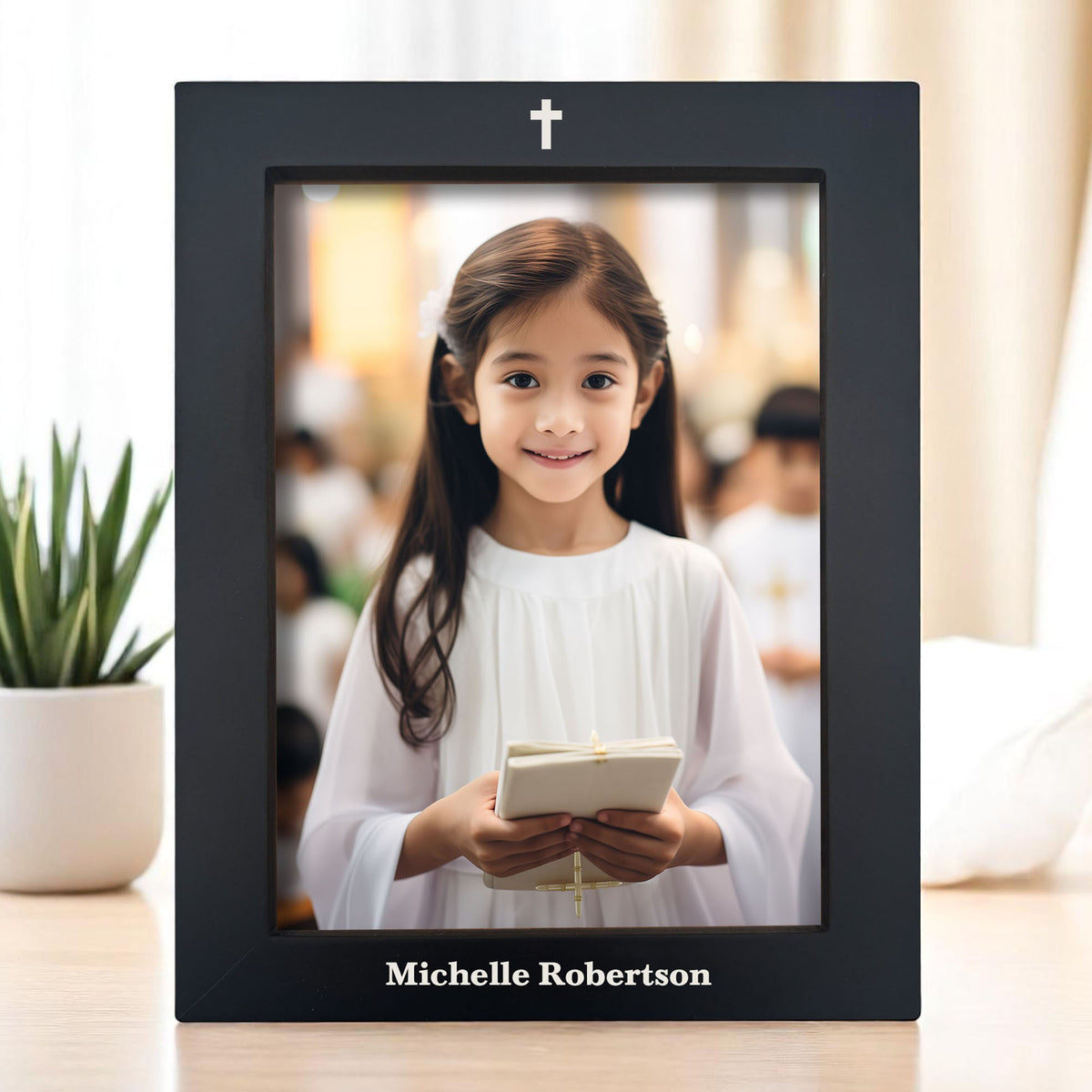 Engraved Pine Wood Picture Frame – Tabletop Photo Display with Acrylic Glazing in White/Off-White | Black | Sizes: 3x5 & 5x7