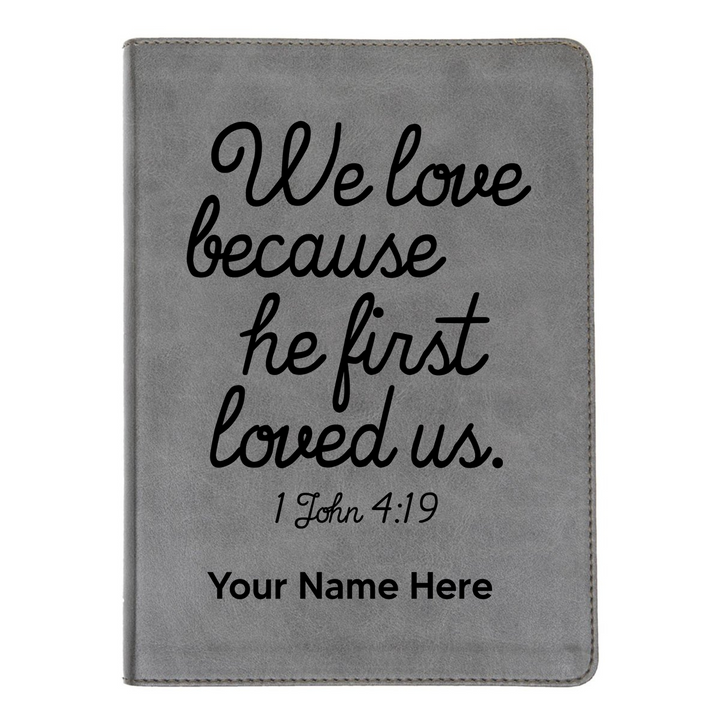 CSB He Reads Gray Study Size Holy Bible Medium Print | 1 John 4:19