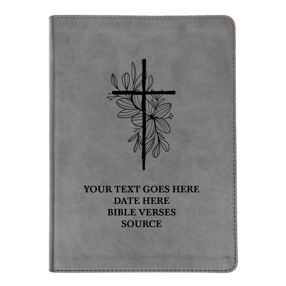 CSB He Reads Gray Study Size Holy Bible Medium Print | Floral and Cross