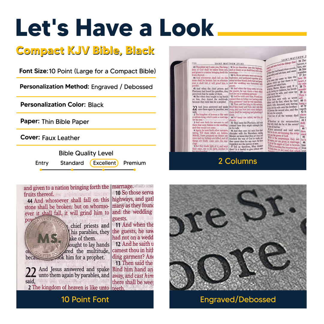 KJV Black Compact Size Holy Bible Large Print