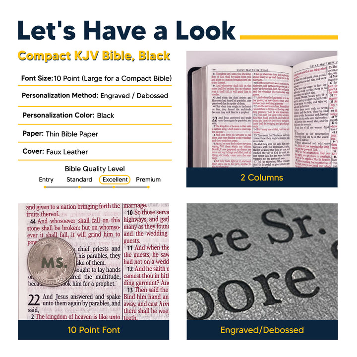 KJV Black Compact Size Holy Bible Large Print