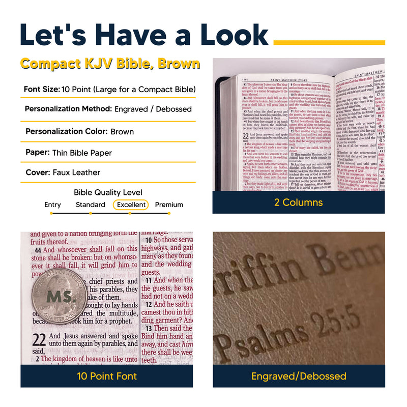 KJV Brown Compact Size Holy Bible Large Print