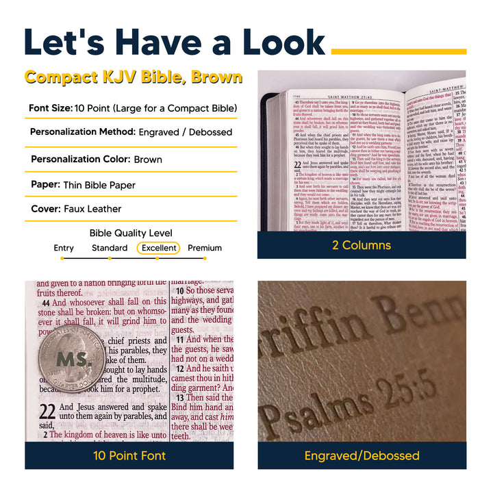 KJV Brown Compact Size Holy Bible Large Print