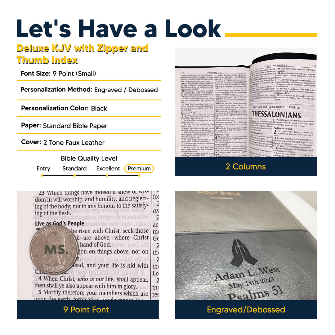 KJV Gray Black Standard Size Two Tone Holy Bible Small Print