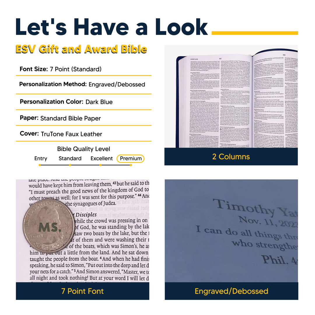 ESV Blue Standard Size TruTone Holy Bible Small Print