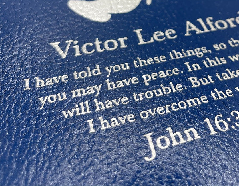 Actual personalization sample for this Bible
