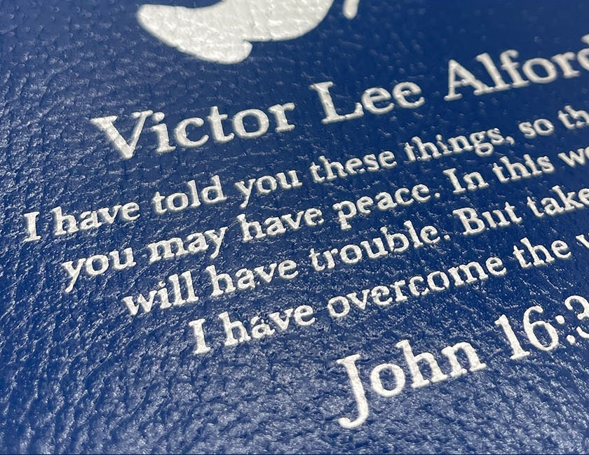Actual personalization sample for this Bible