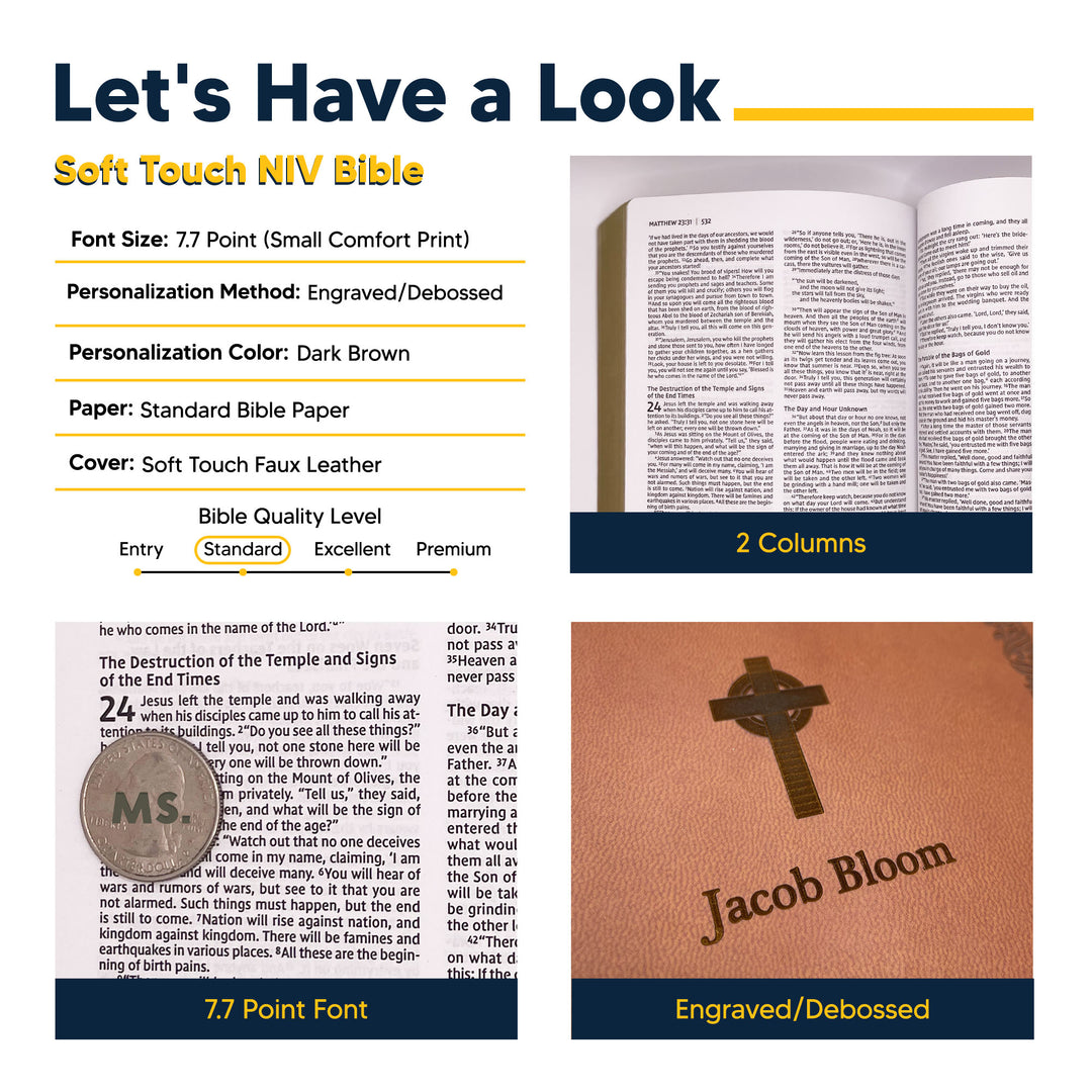 NIV Brown Standard Size Soft Touch Holy Bible Small Print