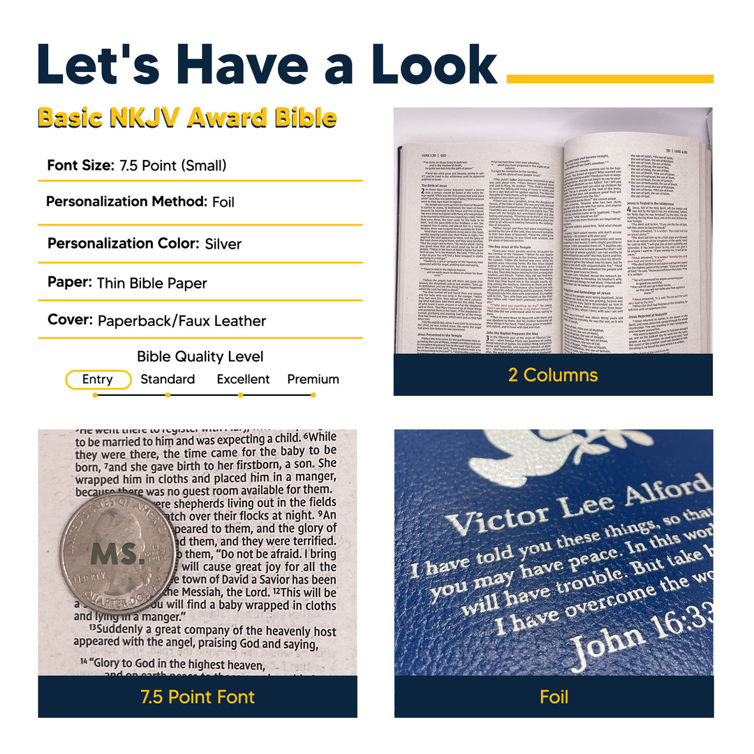 NKJV Blue Standard Size Holy Bible Small Print