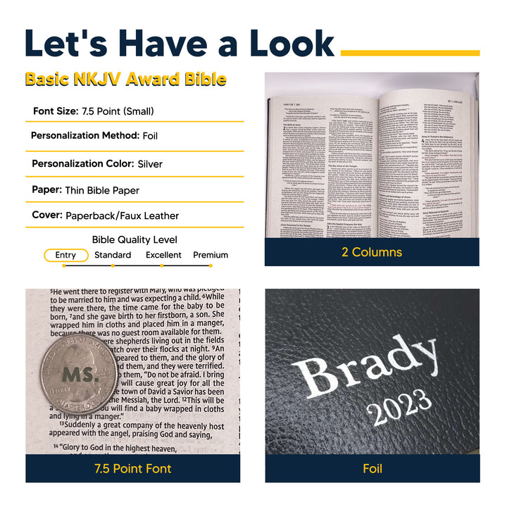 NKJV Black Standard Size Holy Bible Small Print
