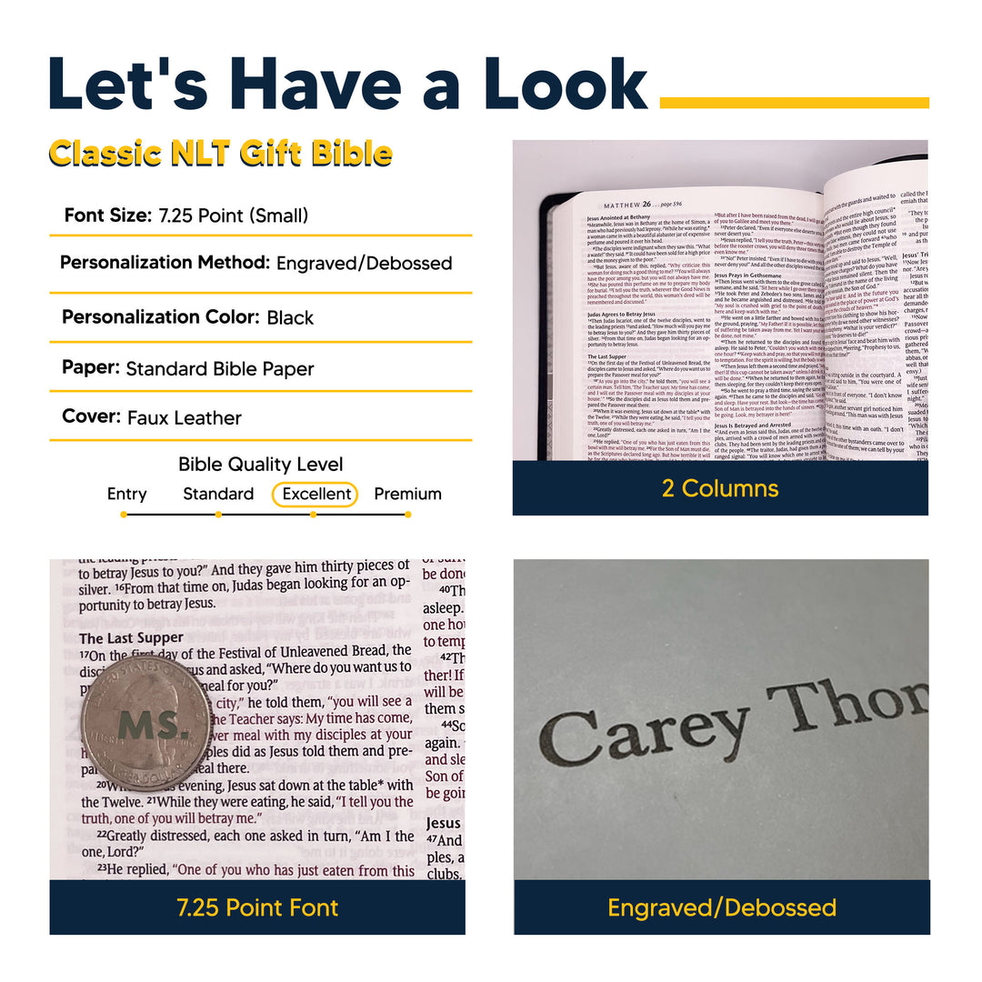 NLT Black Standard Size TruTone Holy Bible Small Print