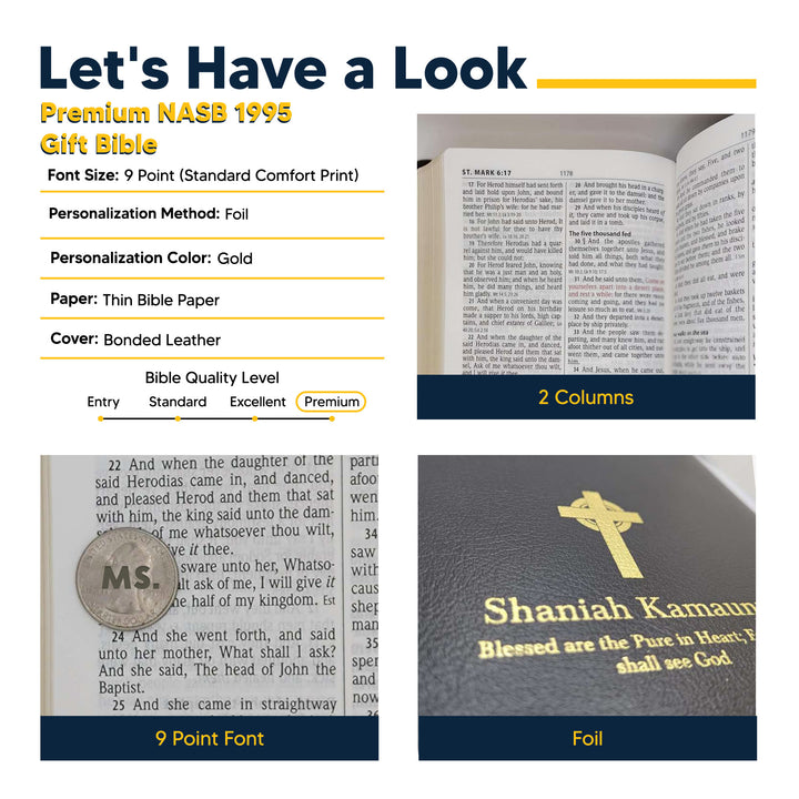 NASB Black Standard Size Thinline Holy Bible Small Print