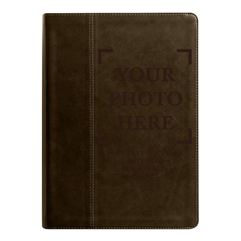 NLT Brown Standard Size Holy Bible Medium Print | Your Photo Here