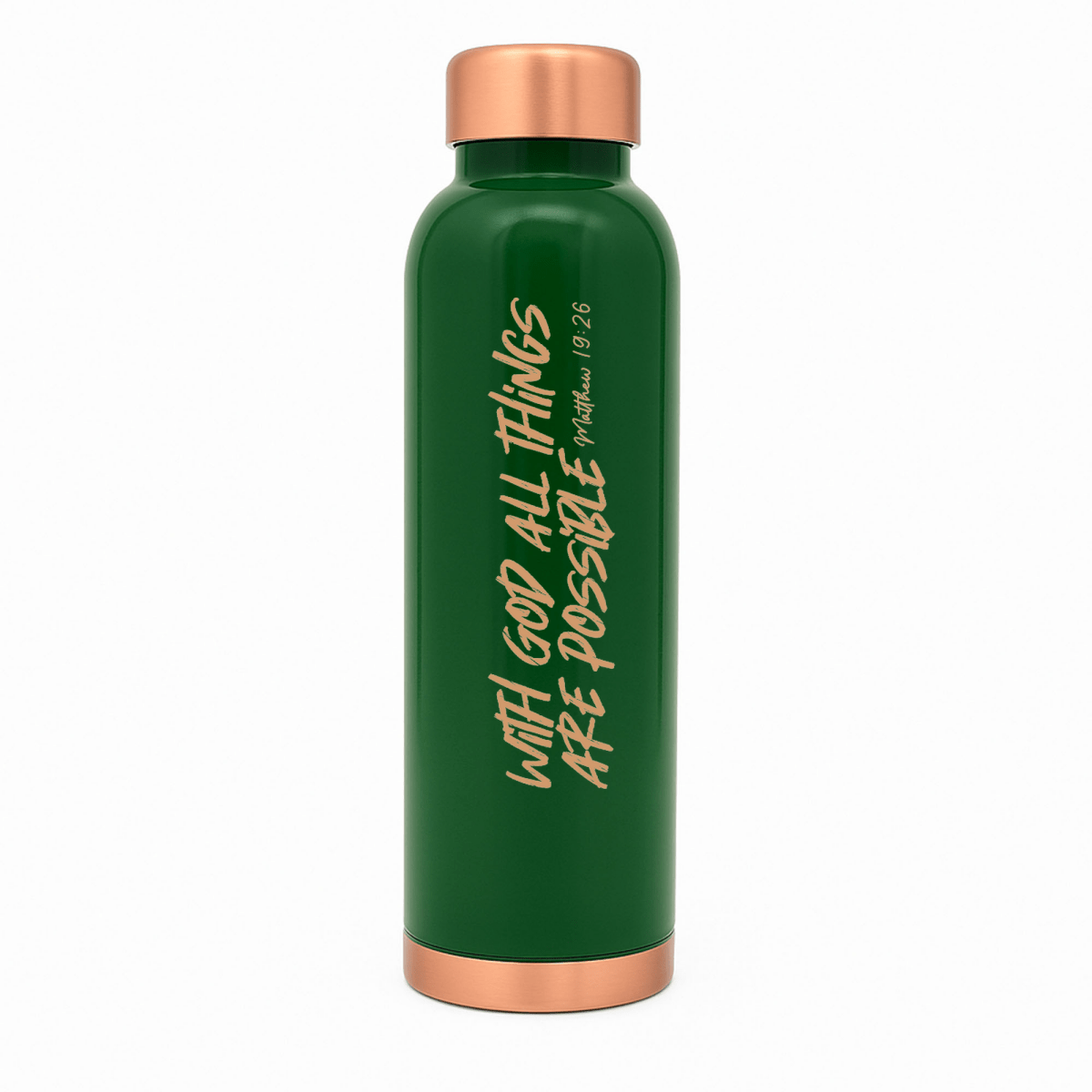 All Things Possible Custom Personalized Copper Water Bottle Matthew 19:26 and Name | Pure Copper | 33 Oz - Shepherds Shelf