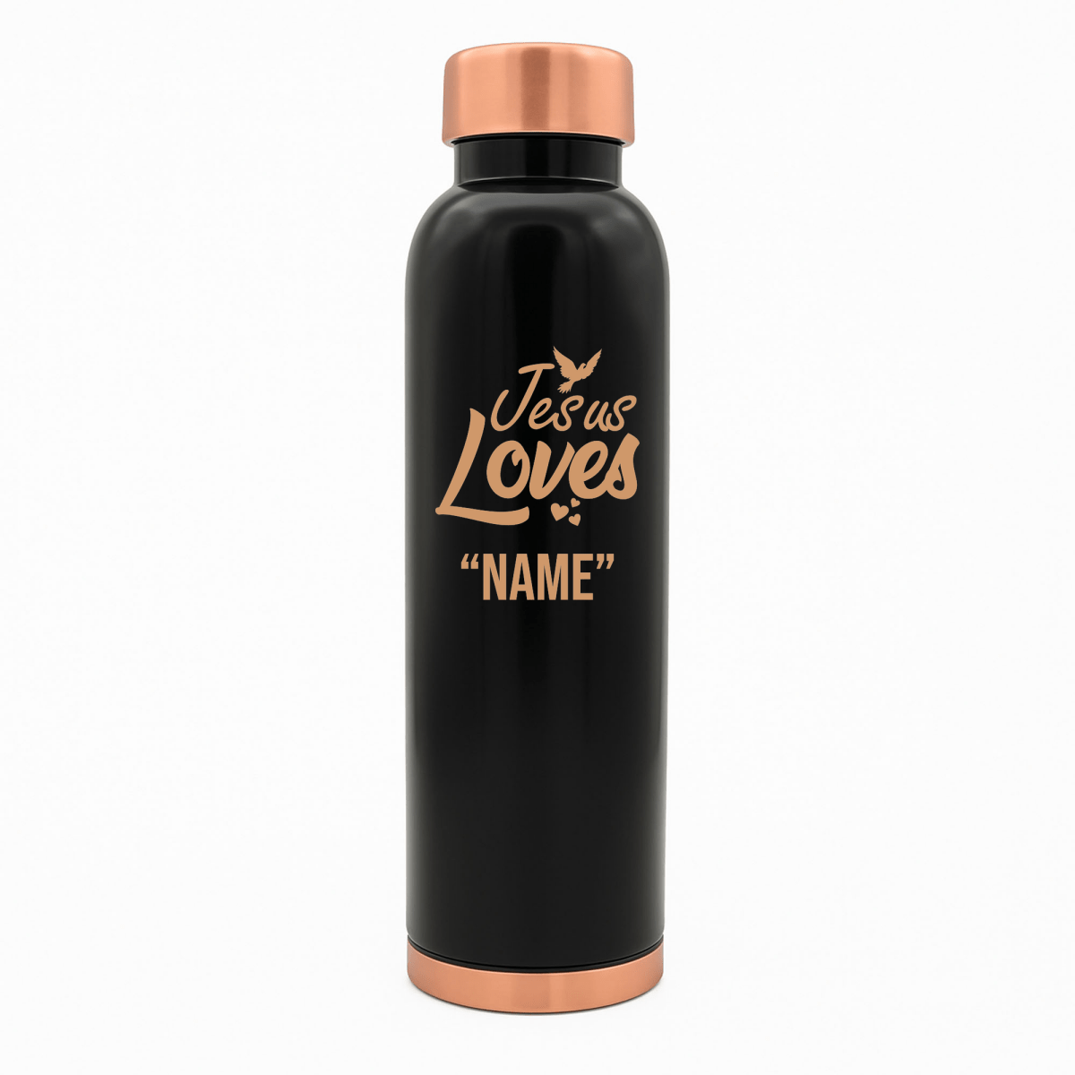 Custom Personalized Copper Water Bottle with Jesus Loves Your Name Dove Design | Pure Copper | 33 Oz - Shepherds Shelf
