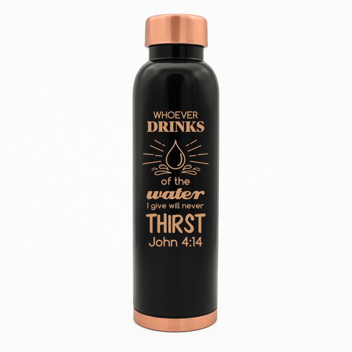Custom Personalized Copper Water Bottle with John 4:14 and Name | Pure Copper | 33 Oz - Shepherds Shelf