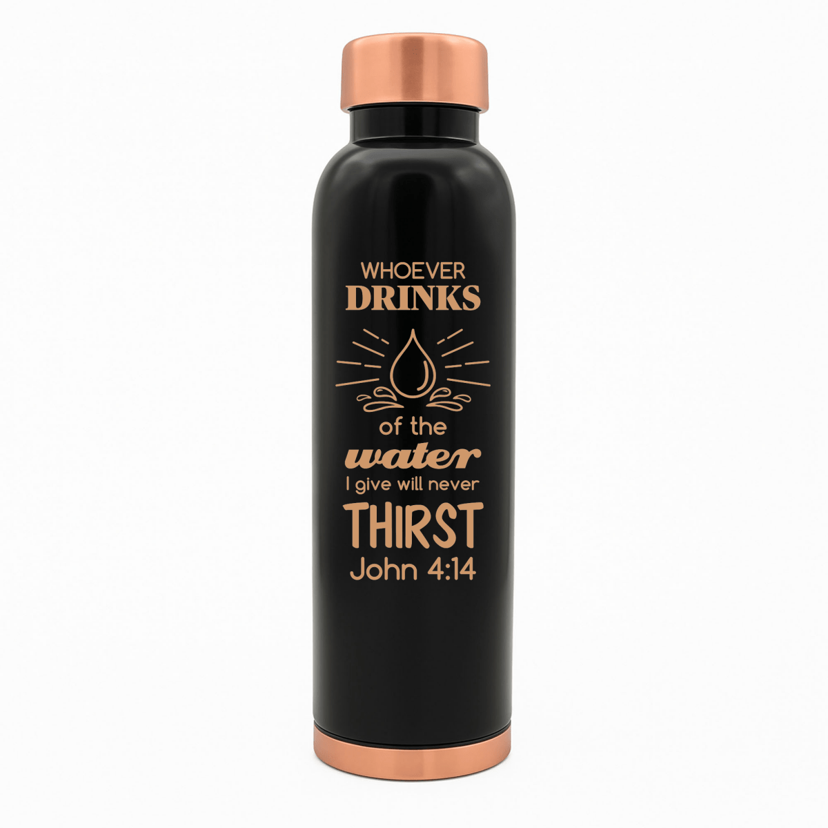 Custom Personalized Copper Water Bottle with John 4:14 and Name | Pure Copper | 33 Oz - Shepherds Shelf