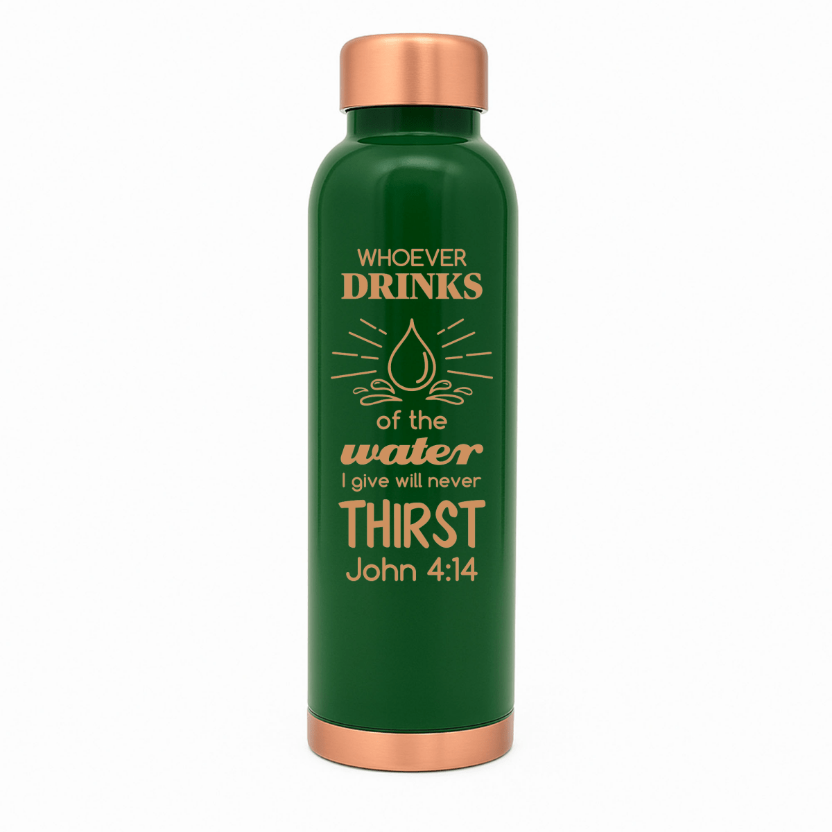 Custom Personalized Copper Water Bottle with John 4:14 and Name | Pure Copper | 33 Oz - Shepherds Shelf