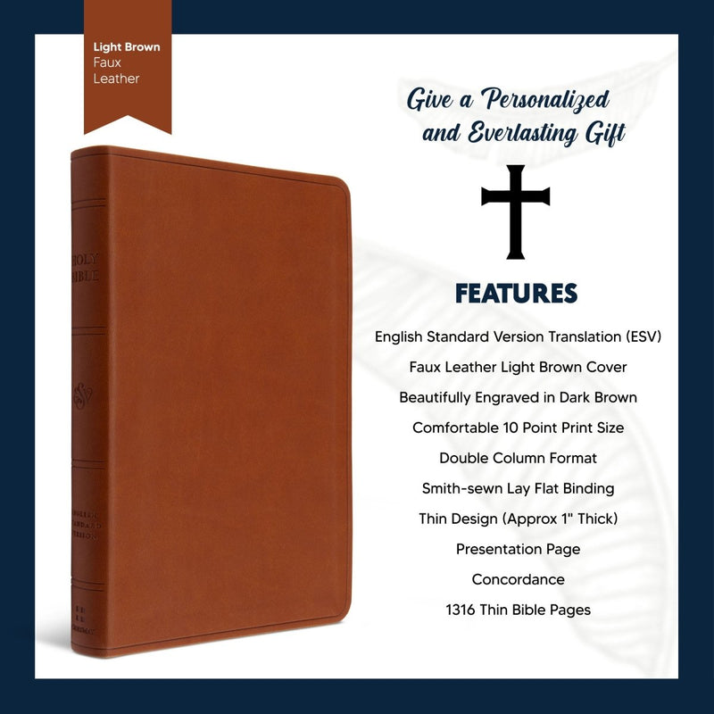 ESV Light Brown Standard Size Holy Bible Large Print | Be the Light
