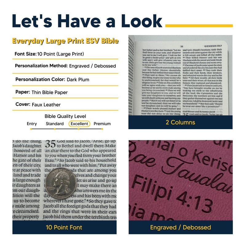 ESV Purple Plum Standard Size Holy Bible Large Print | Be the Light