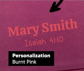 Actual personalization sample for this Bible