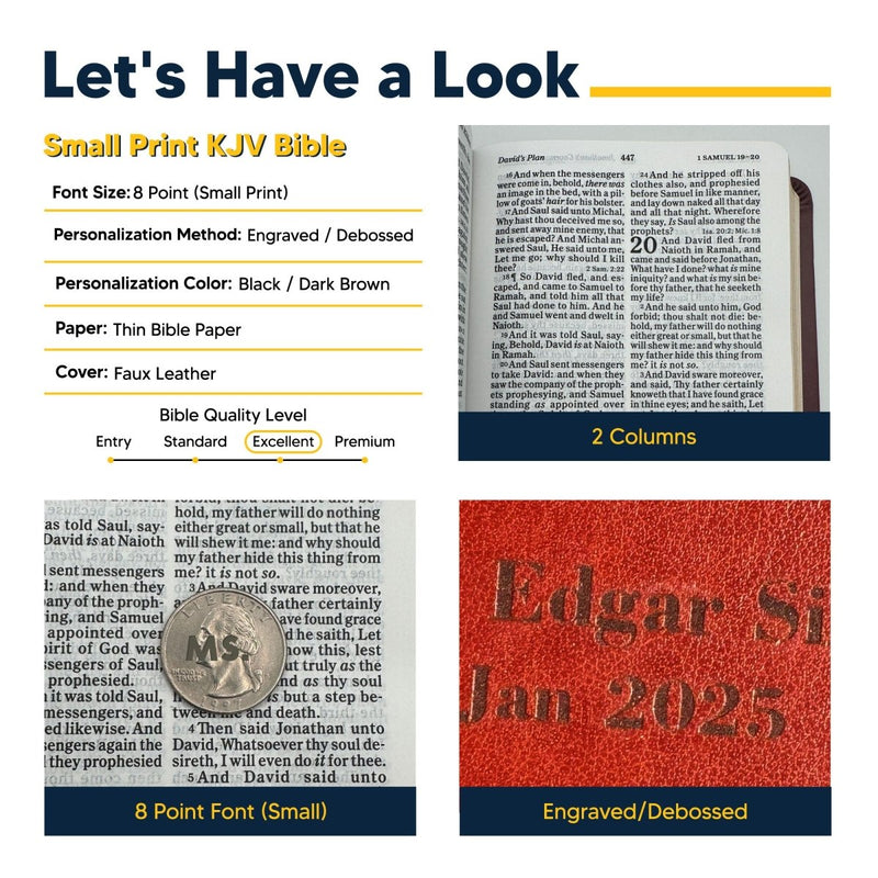 KJV Brown Compact Size Holy Bible Small Print