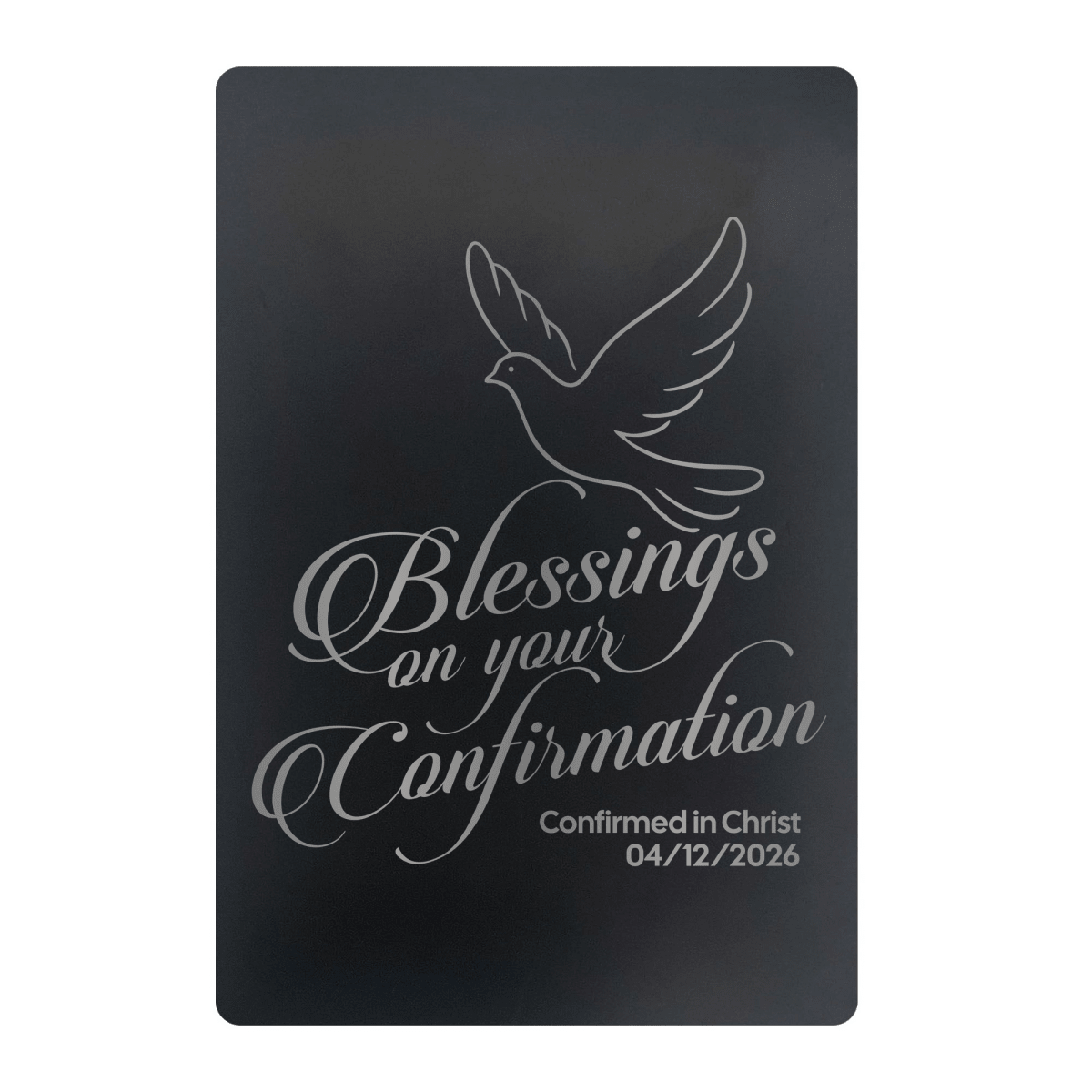 Dove Confirmation Metal Pocket Prayer Card – Christian Gift, Black Engraved Message Card - Shepherds Shelf