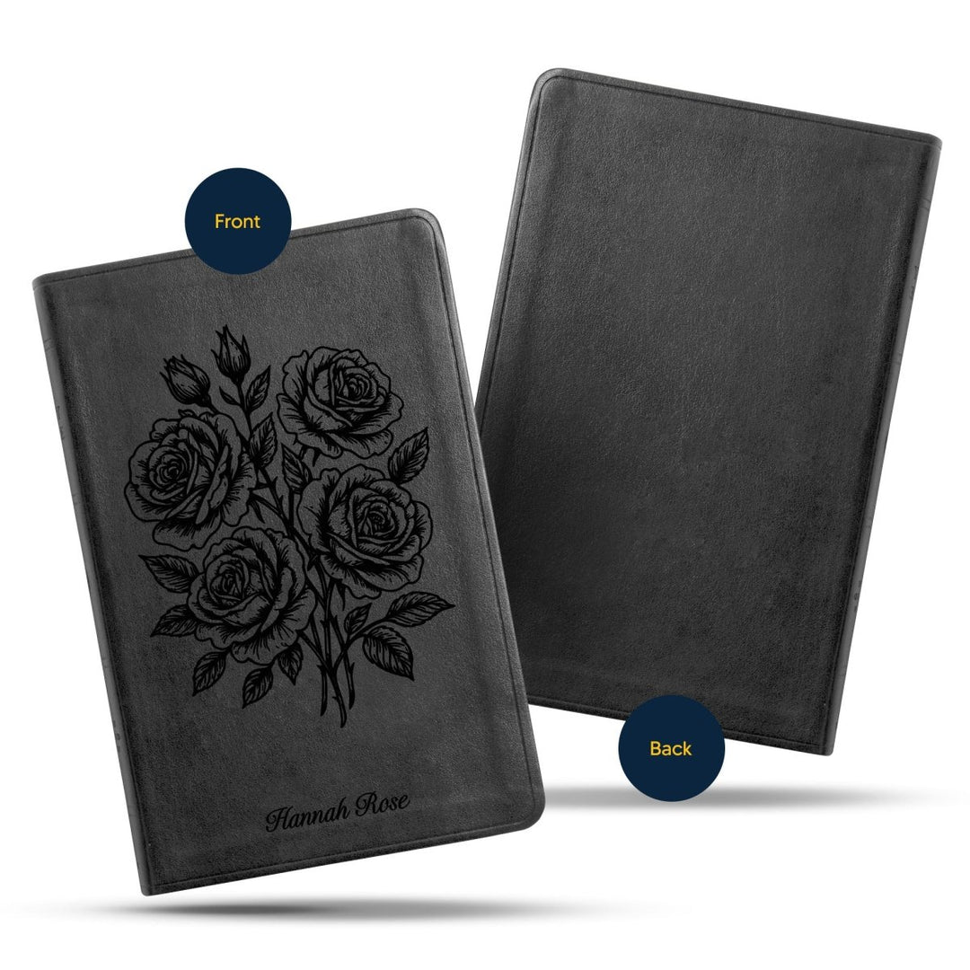 ESV Black Standard Size Thinline Holy Bible Large Print | Roses - Shepherds Shelf