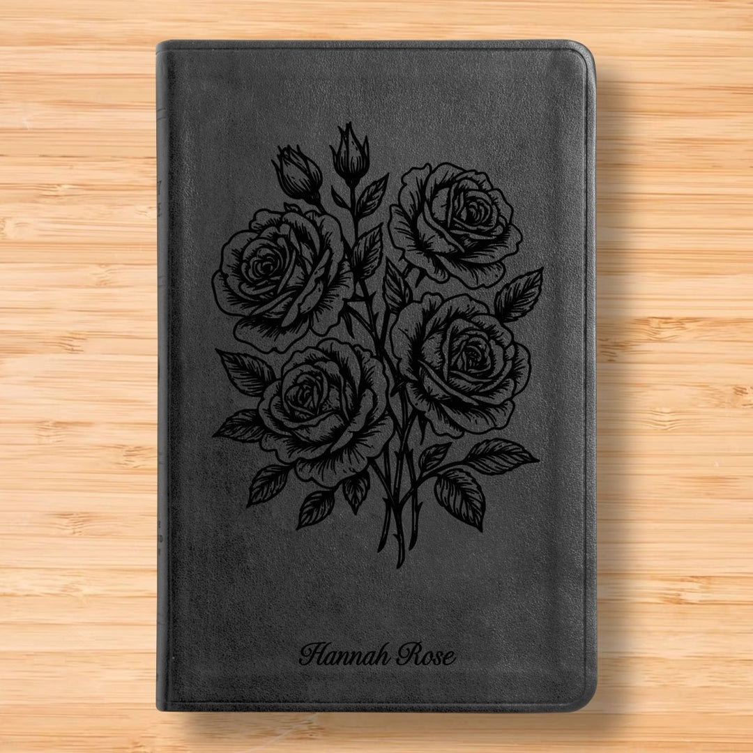 ESV Black Standard Size Thinline Holy Bible Large Print | Roses - Shepherds Shelf