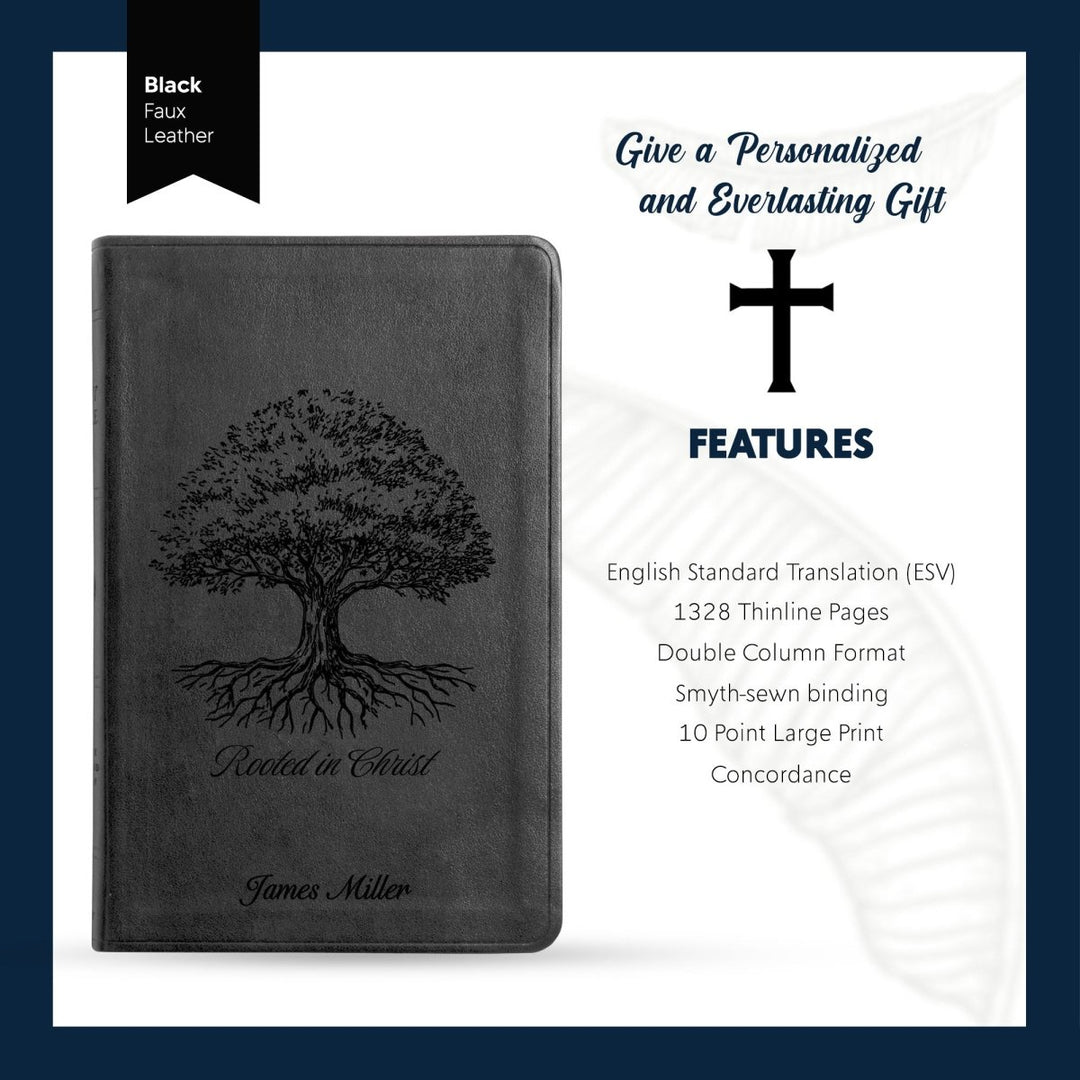 ESV Black Standard Size Thinline Holy Bible Large Print | Tree of Life - Shepherds Shelf