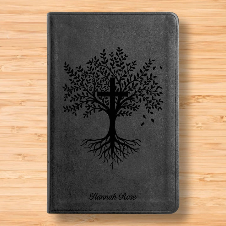 ESV Black Standard Size Thinline Holy Bible Large Print | Trees with Cross - Shepherds Shelf