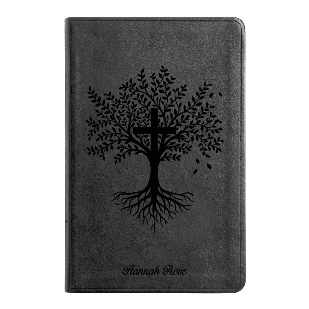 ESV Black Standard Size Thinline Holy Bible Large Print | Trees with Cross - Shepherds Shelf